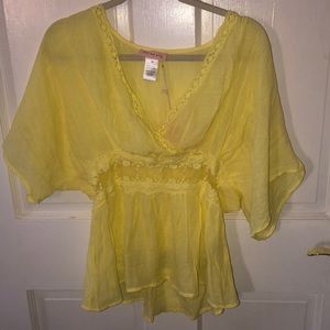 NWT Yellow flared blouse Size M
